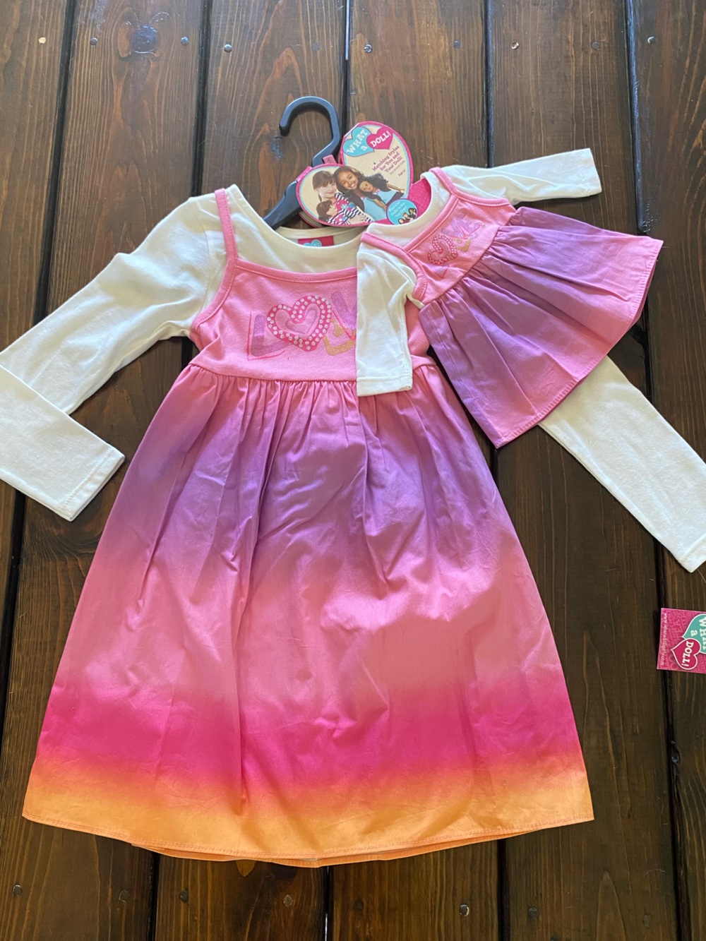 Dollie & Me Pink & Purple Ombre Dress Set with matching Doll Dress! Size 4/5